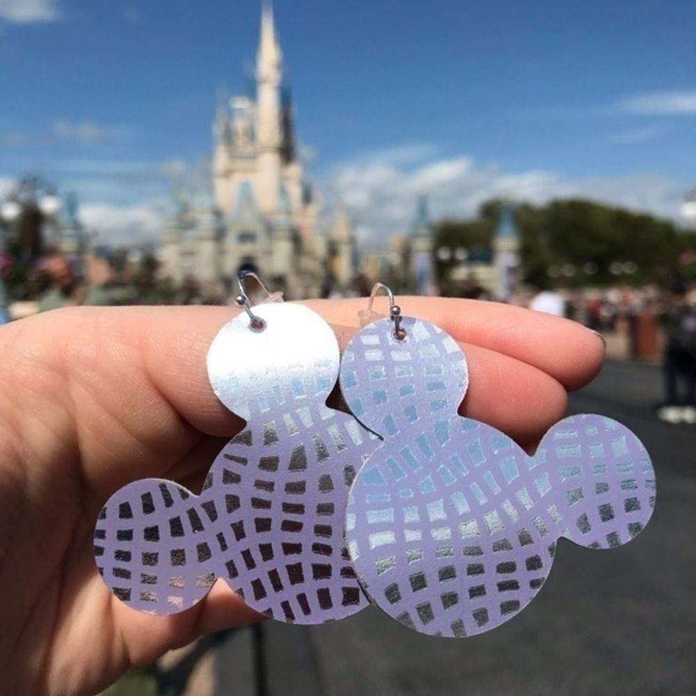 Mickey earrings handmade leather​